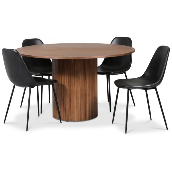 Pose matgrupp: Bord 130 cm inklusive 4 st Bjurtrsk stolar - Valnt