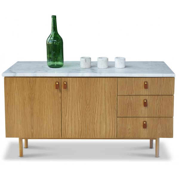 Dagny Sideboard B150 cm - Vit marmor / Ek