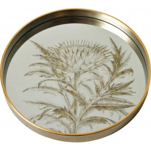 Golden serveringsbricka med spegelglas - Växt - Brickor, Inredningsdetaljer