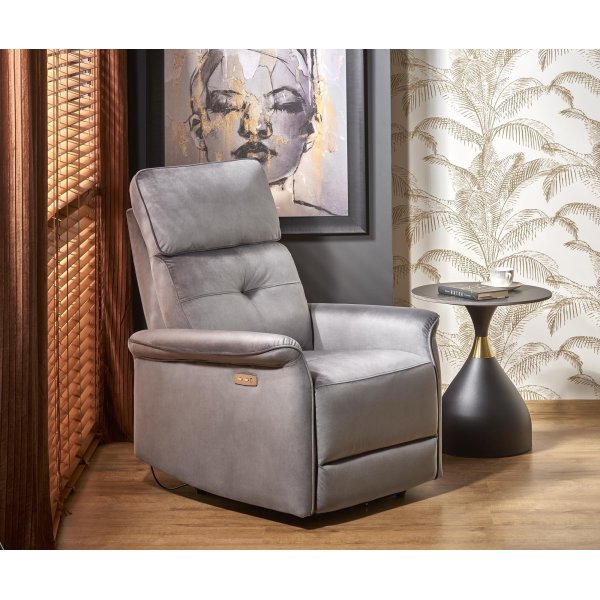 Fauteuil inclinable électrique Semir avec USB - velours gris Fauteuil inclinable électrique Semir avec USB - velours gris
