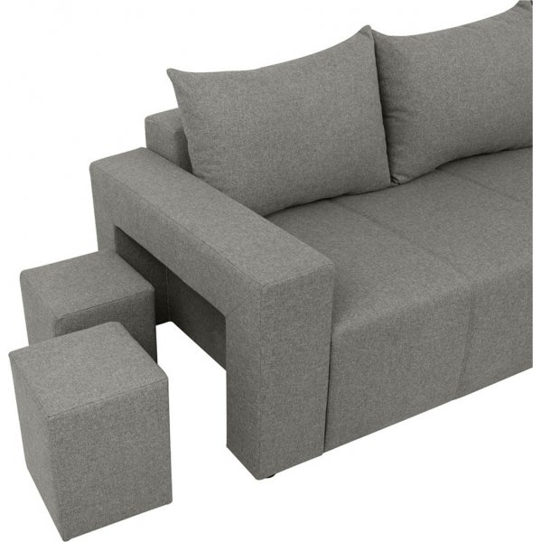 Canapé-lit Denvo divan avec poufs - Gris Canapé-lit Denvo divan avec poufs - Gris