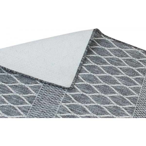 Plat geweven vloerkleed Casey - Grijs/Wit