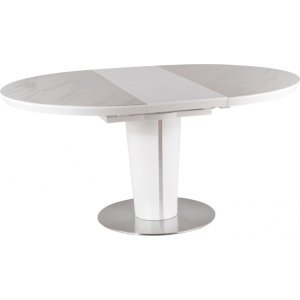 Orbit frlngningsbart matbord 120x120-160 cm - Vit keramisk marmor