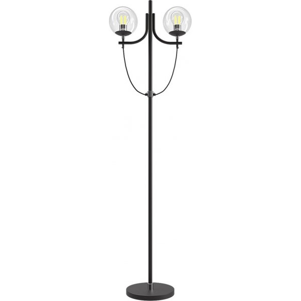 Glaslykta Golvlampa - Svart/Krom