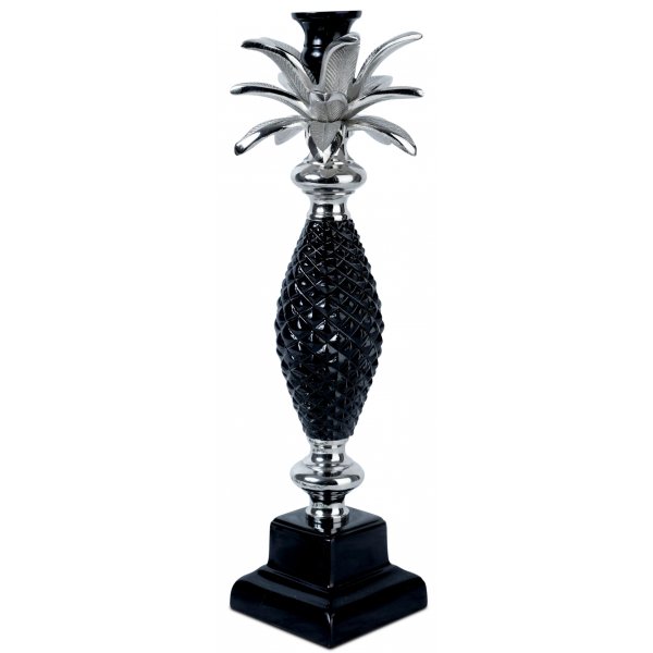 Ljusstake annanas - Silver/Svart