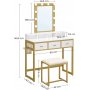 Nelli sminkbord 90 x 40 cm - Vit/guld