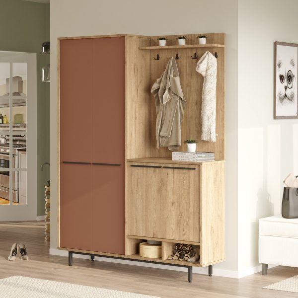 Oasis hallmöbel - Ek/tegelröd Oasis hallmöbel - Ek/tegelröd