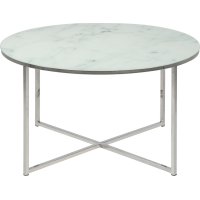 Alisma soffbord Ø80 cm - Vit marmor/krom