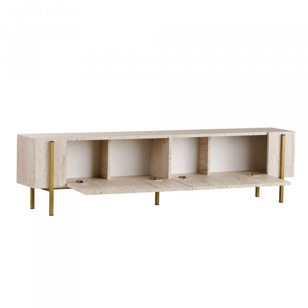 TV-b�nk Nemming 180 cm - Travertin/guld