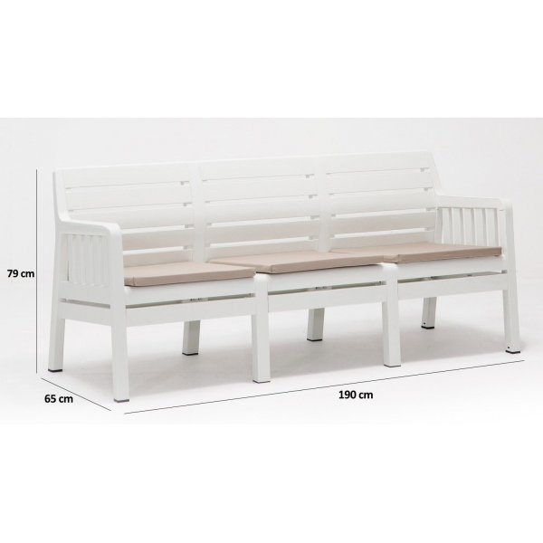 Lara loungegrupp med 3-sits soffa, 2 ftljer och bord - Vit