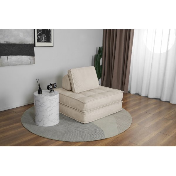 Bäddfåtölj i beige manchester Bäddfåtölj i beige manchester