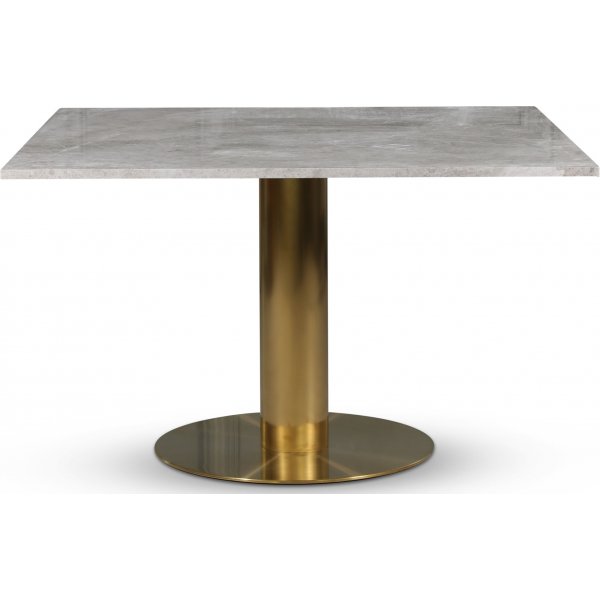 Empire eettafel - Beige marmer 120x120 cm / Geborsteld messing