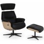 Marbck reclinerftlj med fotpall - Svart lder / Tr