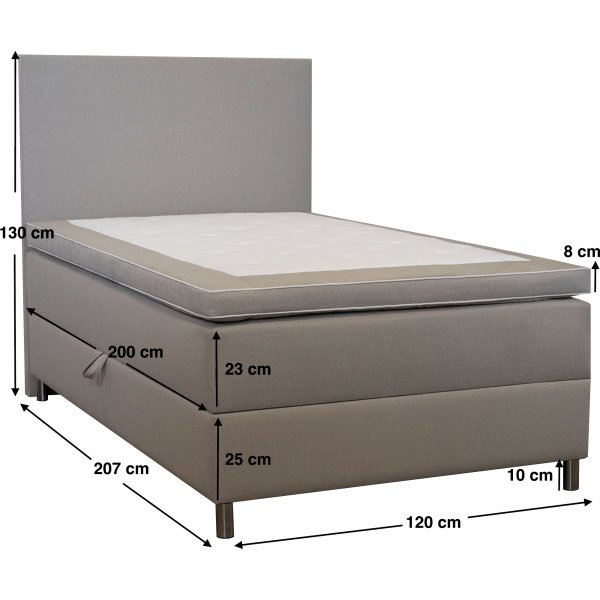 Accent boxbed s�ng med f�rvaring och s�nggavel - 120 x 200 cm - Beige