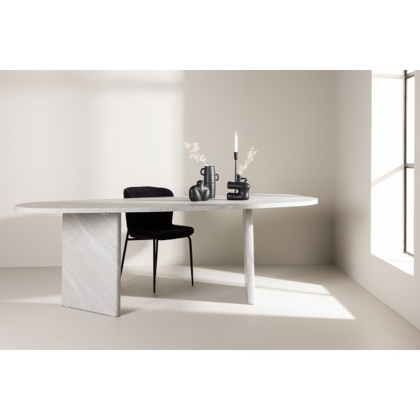 Grnvik matbord 220 x 100 cm - Vit/gr marmor