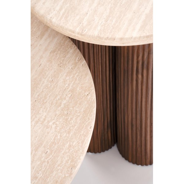 Soffbord mocca med Travertintopp 80 cm Soffbord mocca med Travertintopp 80 cm