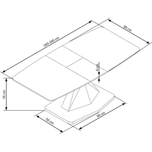 Table  manger Diamond 160-200 x 89 cm - Chne/noir