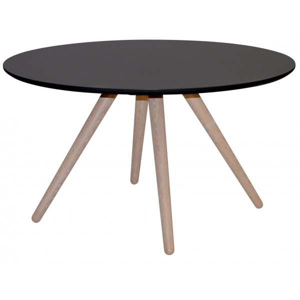 Stavanger soffbord runt 90 cm - Svart/vitoljad ek
