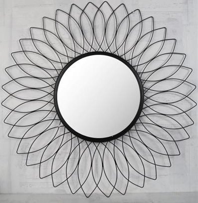 Flower spegel 90 cm - Svart