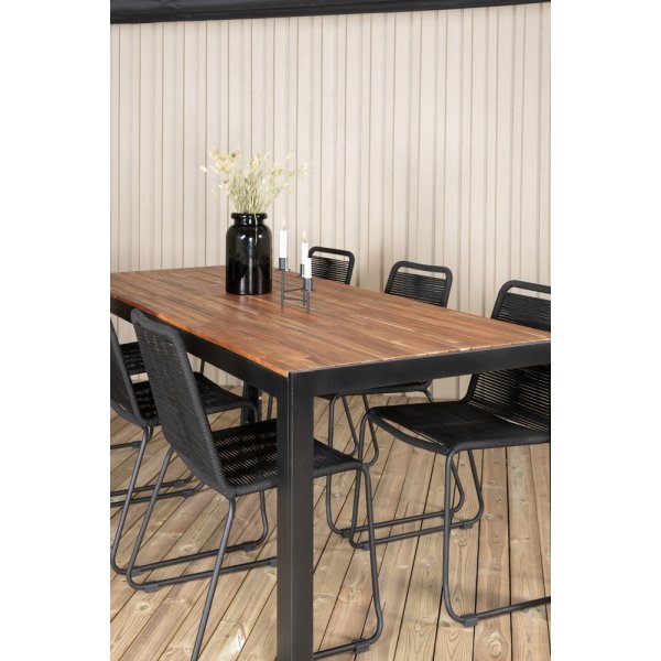 Bois utematgrupp med 6 st Lindos stolar - Svart/Akacia Bois utematgrupp med 6 st Lindos stolar - Svart/Akacia