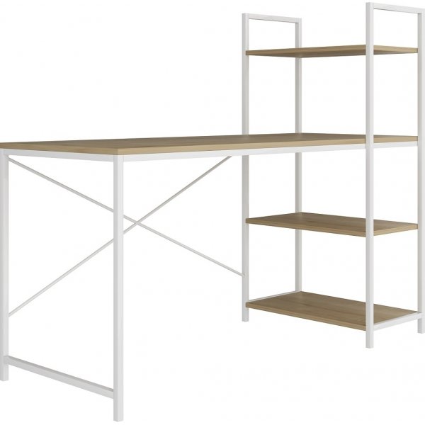Smart skrivbord - Furu/vit