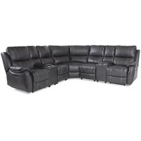 Enjoy recliner-hörnsoffa - 5-sits (el) i grått konstskinn Enjoy recliner-hörnsoffa - 5-sits (el) i grått konstskinn