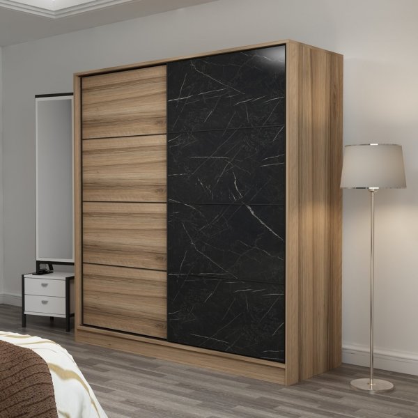 Kapusta garderob 220x52x210 cm - Brun/svart Kapusta garderob 220x52x210 cm - Brun/svart