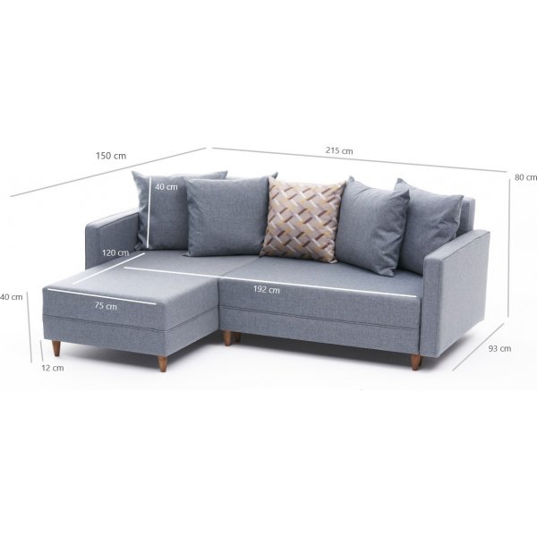 Aydam slaapbank links - Blauw