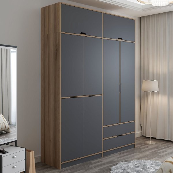 Armoire Elina 185 x 52 x 253 cm - Anthracite/marron Armoire Elina 185 x 52 x 253 cm - Anthracite/marron