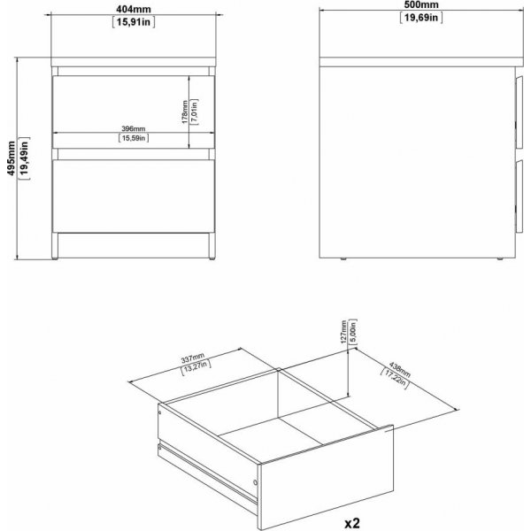 Naia sngbord 2 - Vit