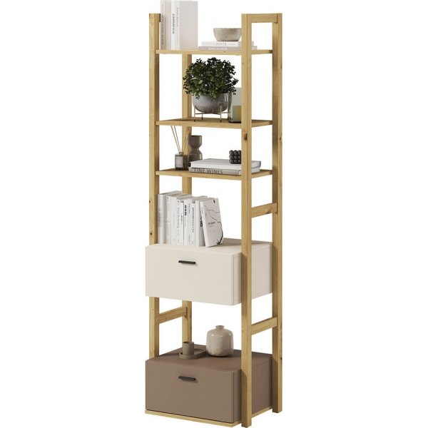 Bibliothque troite Lenny - Chne artisanal/beige/truffe