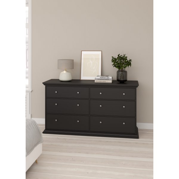 North Dubbelbyrå med 6 lådor - Matt svart North Dubbelbyrå med 6 lådor - Matt svart