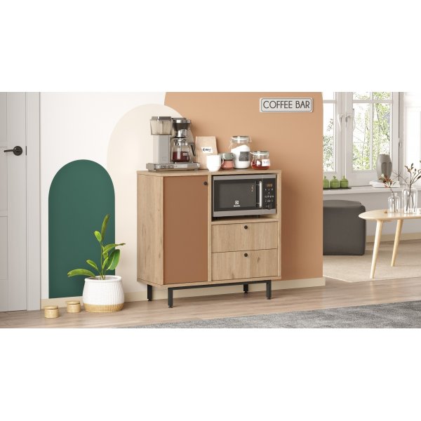 Armoire de cuisine Royce 1 - Chêne/rouge brique Armoire de cuisine Royce 1 - Chêne/rouge brique