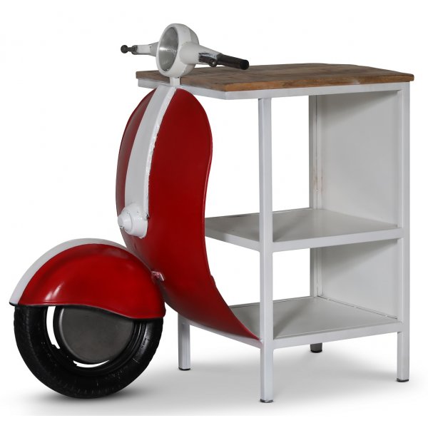 Vintage Vespa bardisk/sngbord 104 x 44 cm - Rd/vit