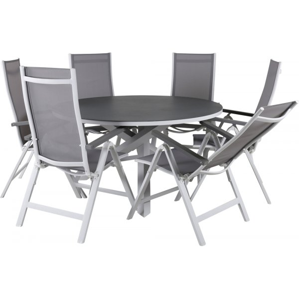 Copacabana utematgrupp med 6 st Albany stolar - Gr/Vit