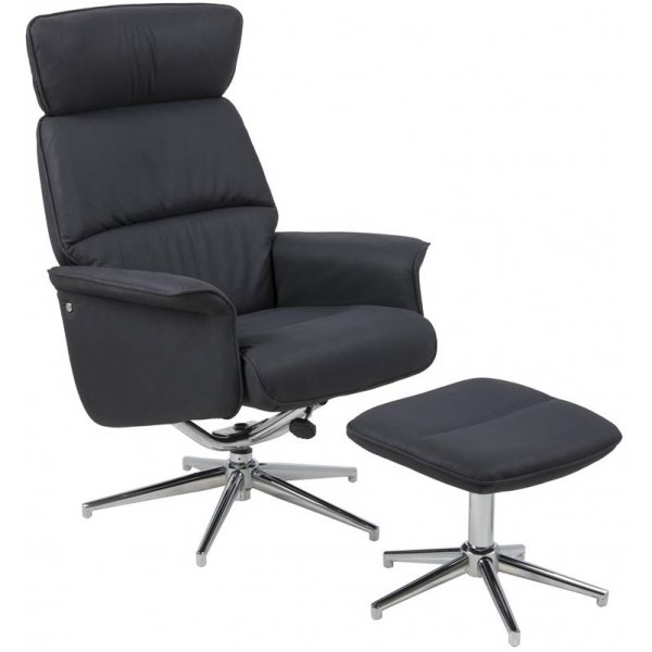 Massachusetts ftlj med fotpall - Svart (Microfiber)
