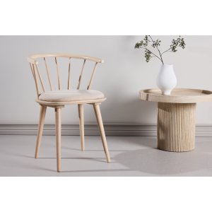 Matstol Bobby i whitewash gummitr� - beige dyn
