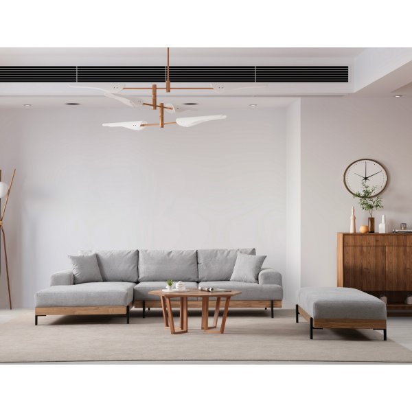 Canapé Eti divan gauche - Gris/chêne Canapé Eti divan gauche - Gris/chêne