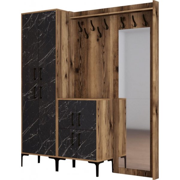 Meuble d'entre berlinois abc - Noyer/marbre noir