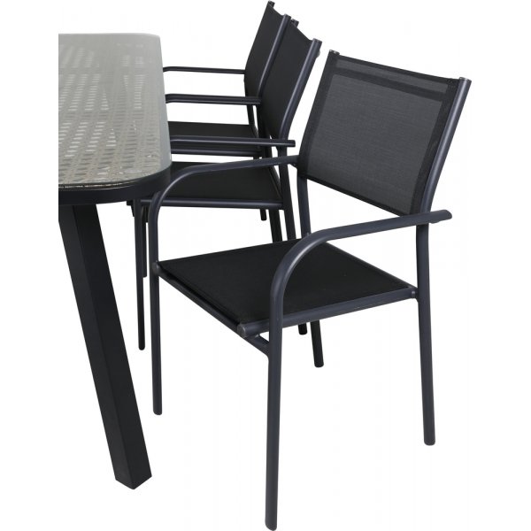 Paola utematgrupp med 6 st Santorini stolar - Svart/Natur