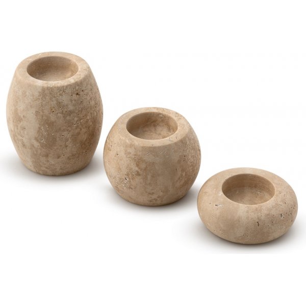 Ljushållare i beige Travertinmarmor - 3 delar Ljushållare i beige Travertinmarmor - 3 delar