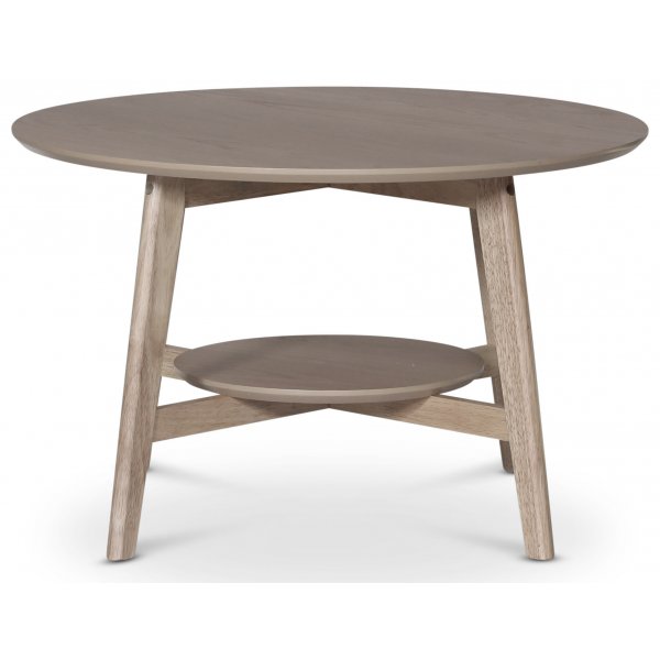 Bridge runt soffbord med hylla 80 cm - Whitewash