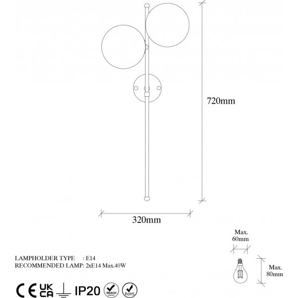 Facetgeslepen wandlamp 10415 - Zwart