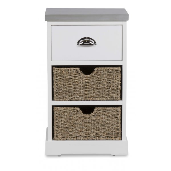 Byrå Smögen med 1 låda och två korgar - Vit/Grå Byrå Smögen med 1 låda och två korgar - Vit/Grå