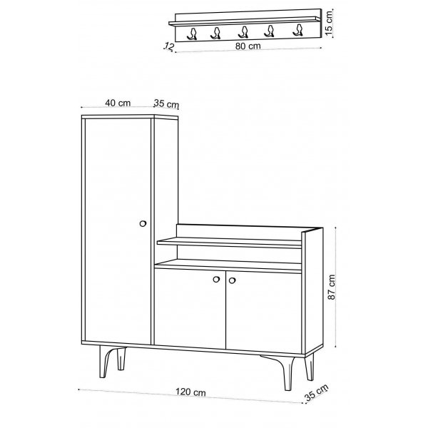 Barney schoenenkast - Eiken Barney schoenenkast - Eiken