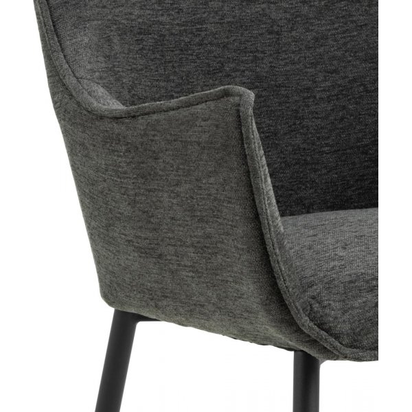 Bonita karmstol - Gr chenille/matt svart