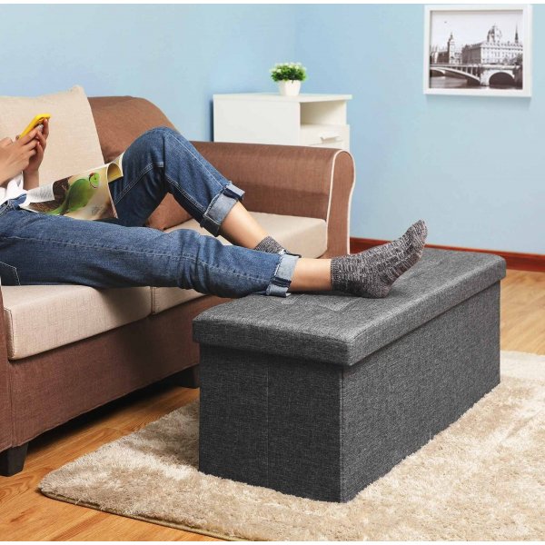 Joar sittbnk med frvaring 110 cm - Mrkgr