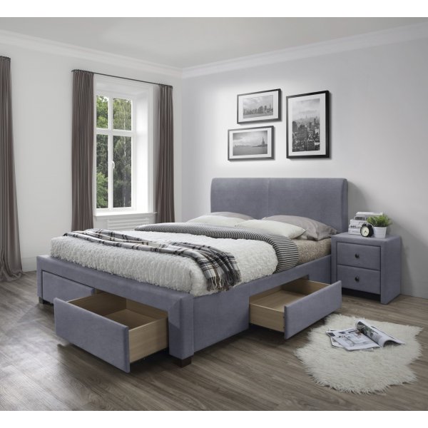 Arijana bedframe met opbergruimte 160x200 cm - Grijs fluweel