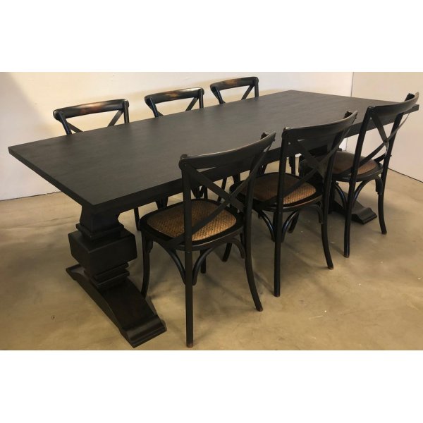 Brent matbord 220 cm - Svart Acacia