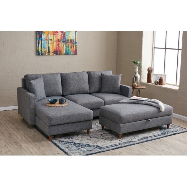 Canap divan gauche Eca - Gris